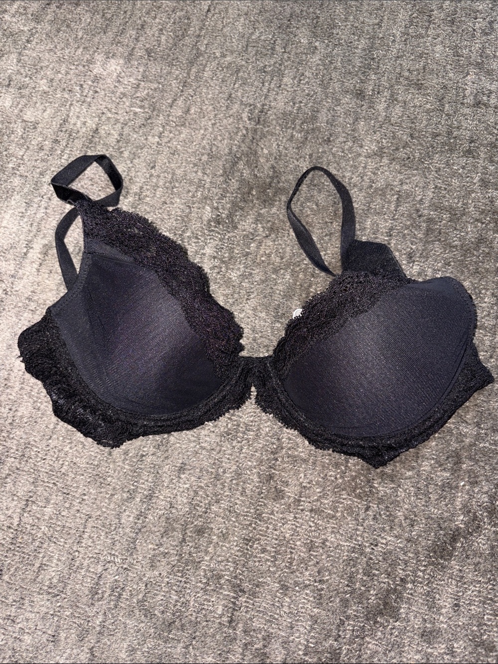 Natori Black Lace-Trim Wire Bra
